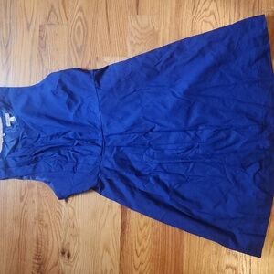 Blue J Crew midi sleeveless dress with pleating detail